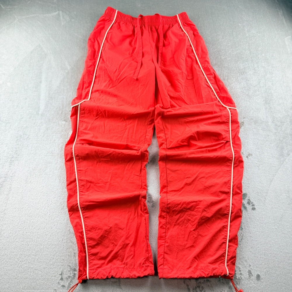 BDG Urban Outfitters Women's XS Red Nylon Track Pants Piping Drawstring Hem Y2K